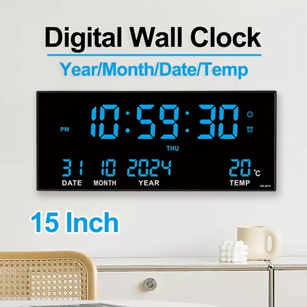 Modern Electronics Gadgets - Digitale grote wandklok met alarm, temperatuur,