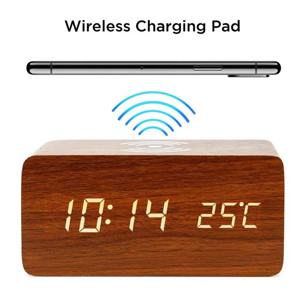 Modern Electronics Gadgets - Wekker LED digitaal houten USB/AAA-aangedreven tafelhorloge