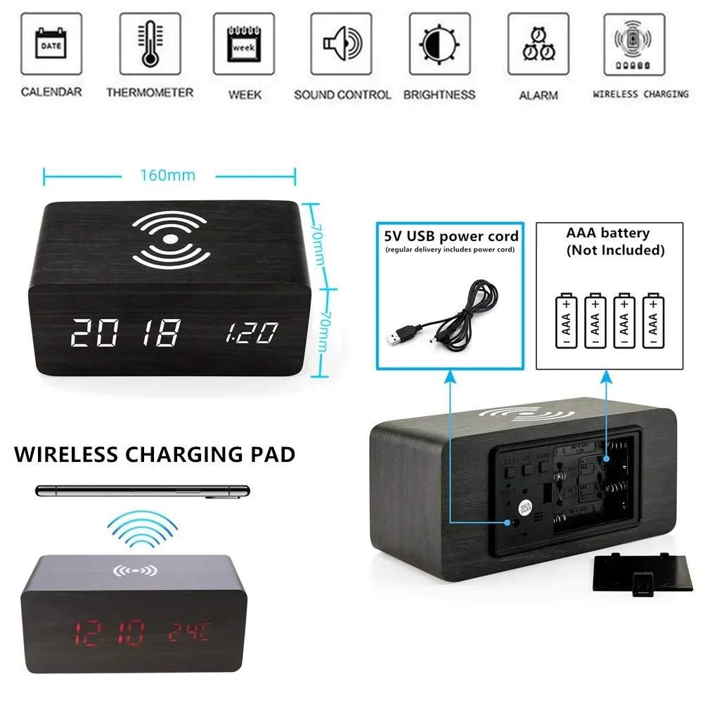 Wekker LED digitaal houten USB - Modern Electronics Gadgets recensie en prijs